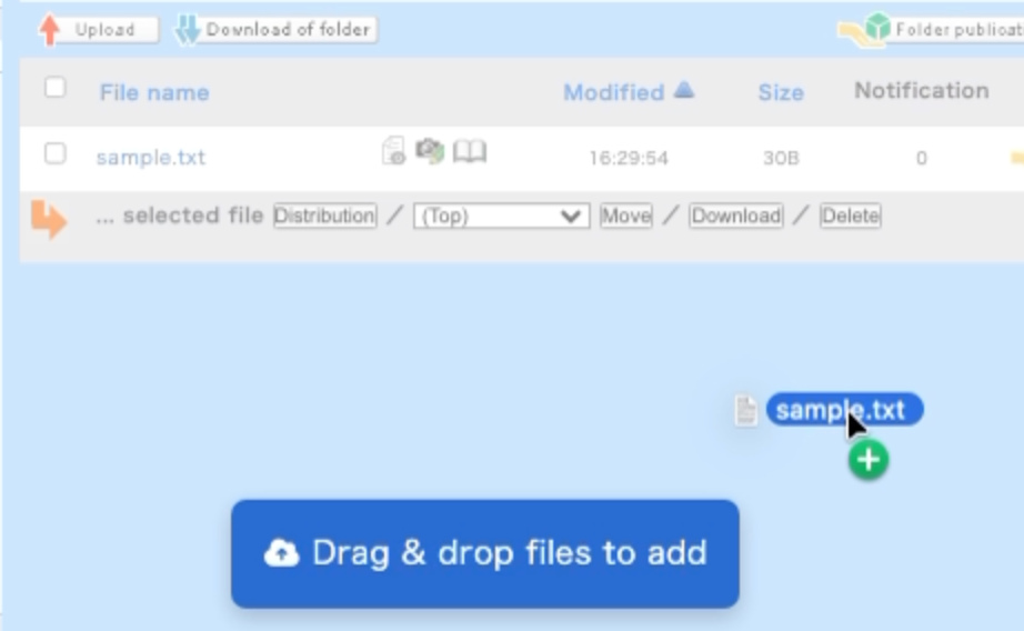 Drag a new file onto the list