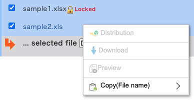 Example of disabled operations due to insufficient permissions